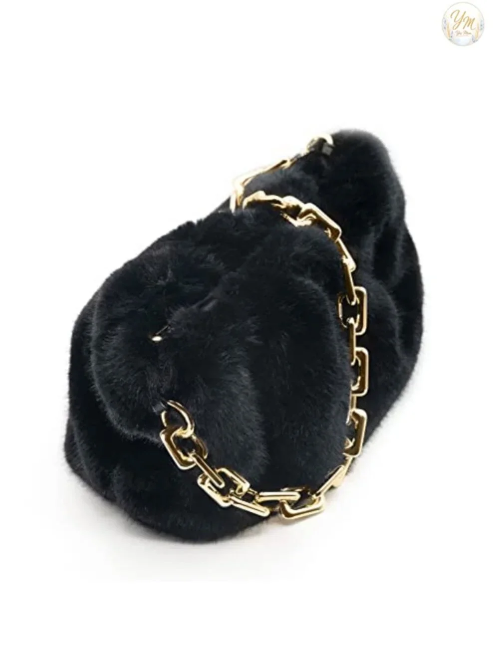 Cloud-Shaped Dumpling Chain Pouch Ruched Faux Leather Clutch
